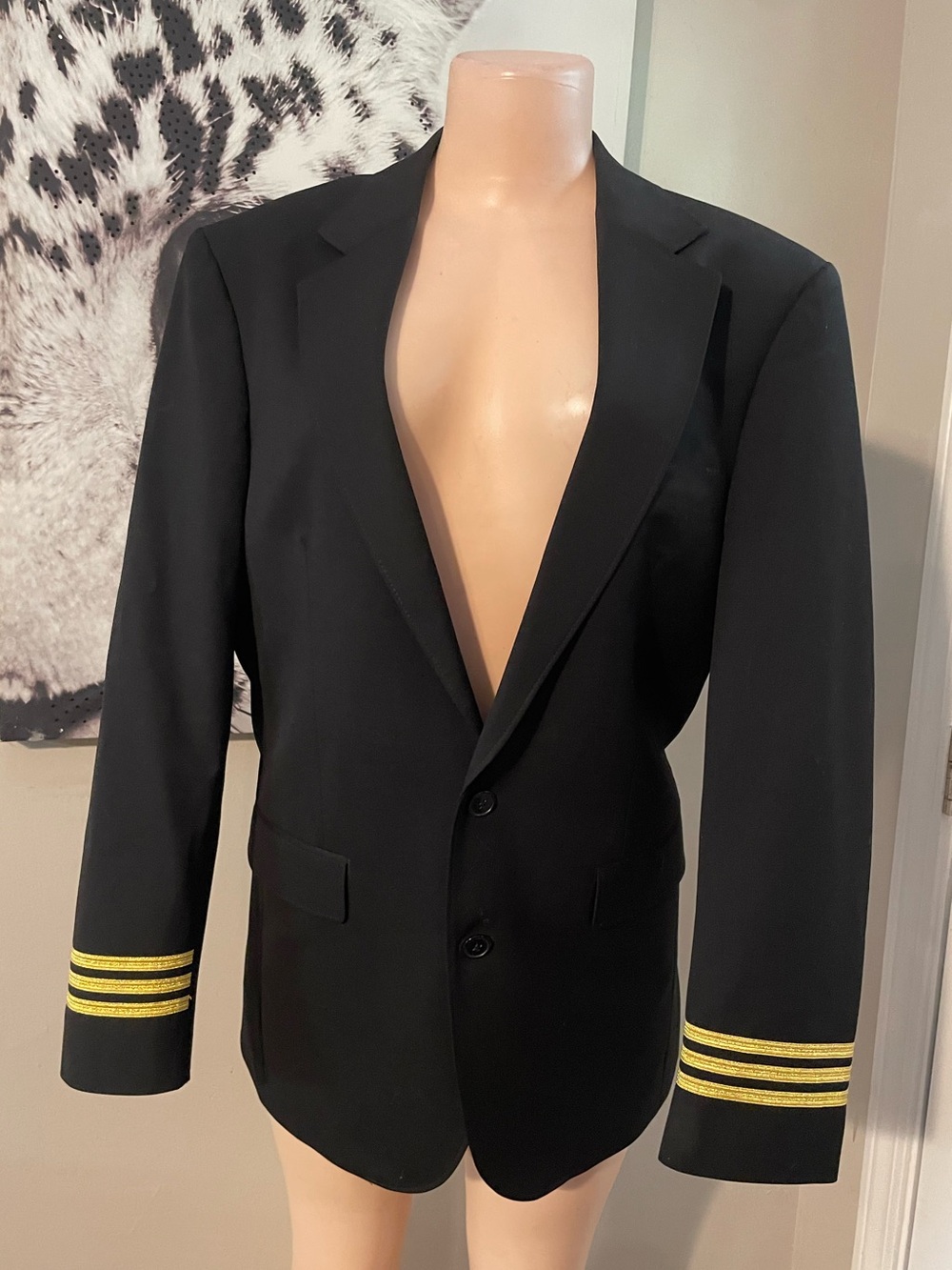 Murphy & Hartelius Airline Pilot Uniform Blazer gold stripe rank Suit Wool 38 R